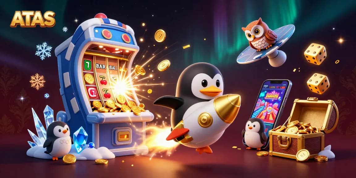 Experience ATAS with the golden penguin launching to a jackpot at an exciting casino.