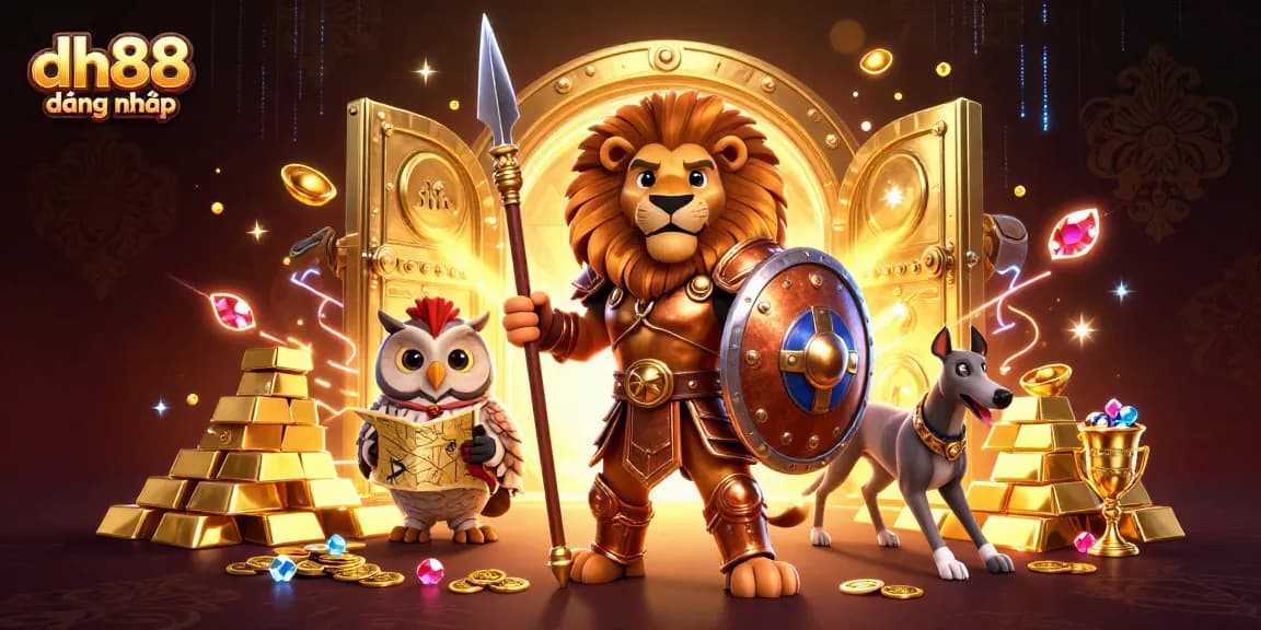 Engage in thrilling action with dh88 đăng nhâp as a Spartan lion, tactical owl, and swift greyhound celebrate casino wins.