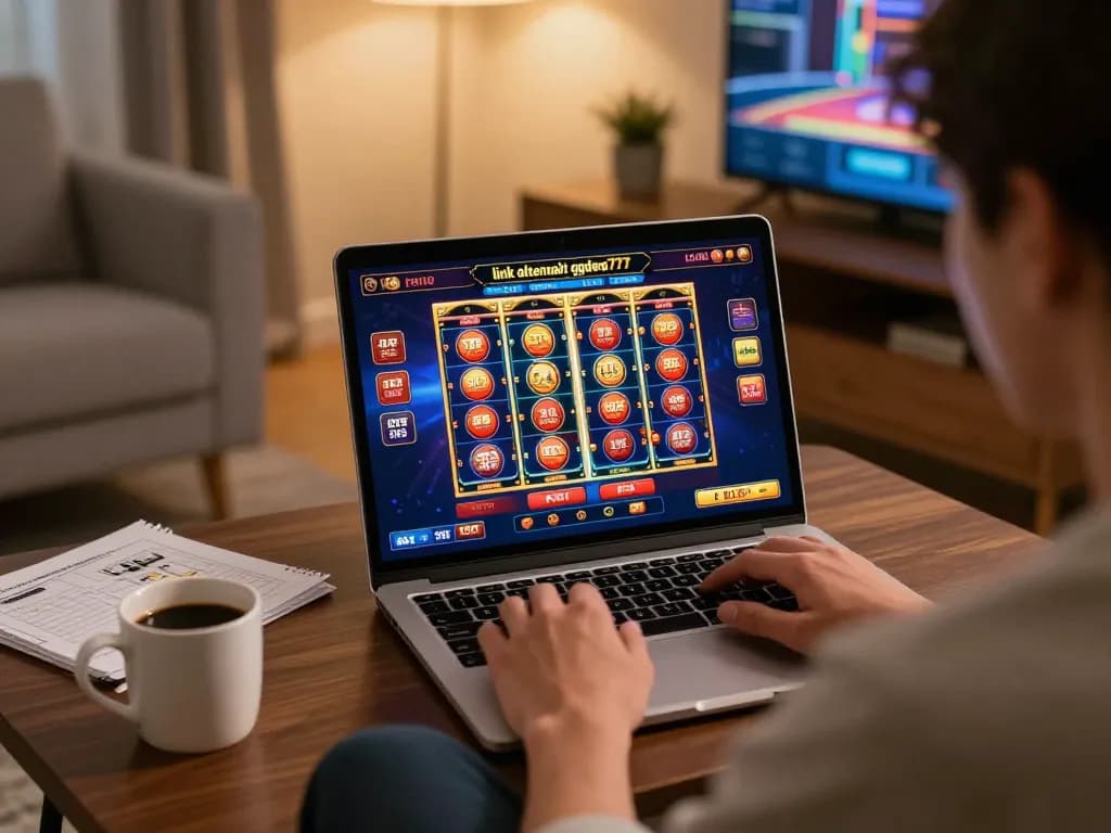 Engaging online player using laptop for link alternatif ggdewa777 gaming experience.