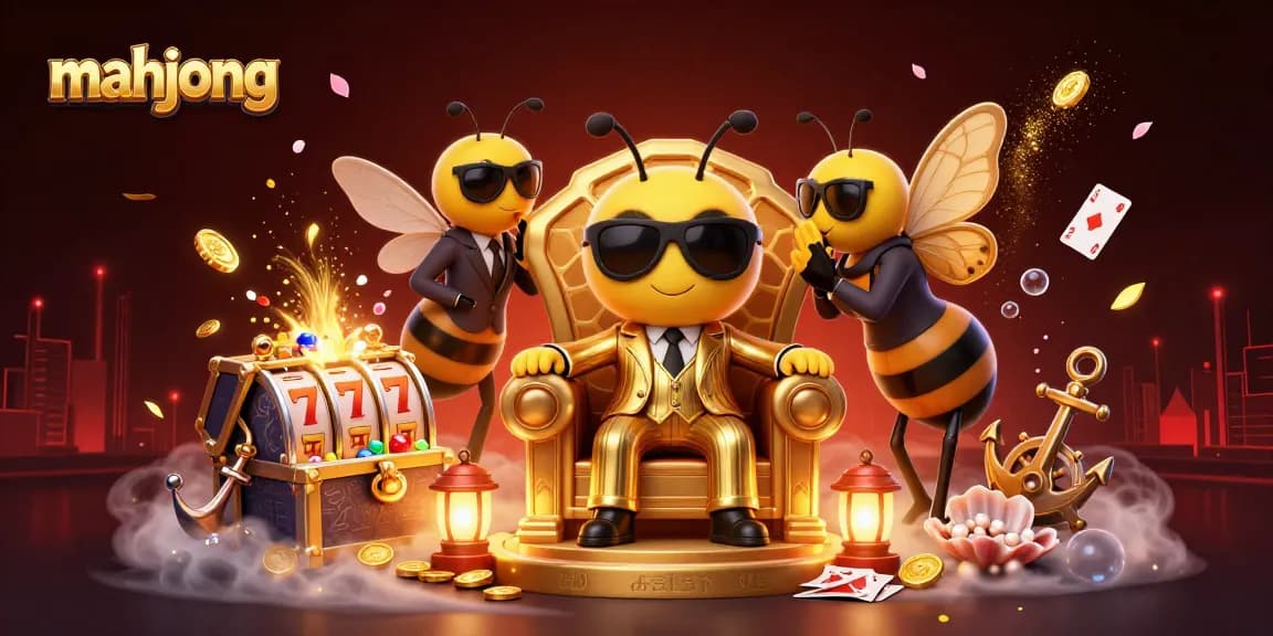 Engage in mahjong excitement with a colorful 3D illustration of a mob boss in a casino setting.