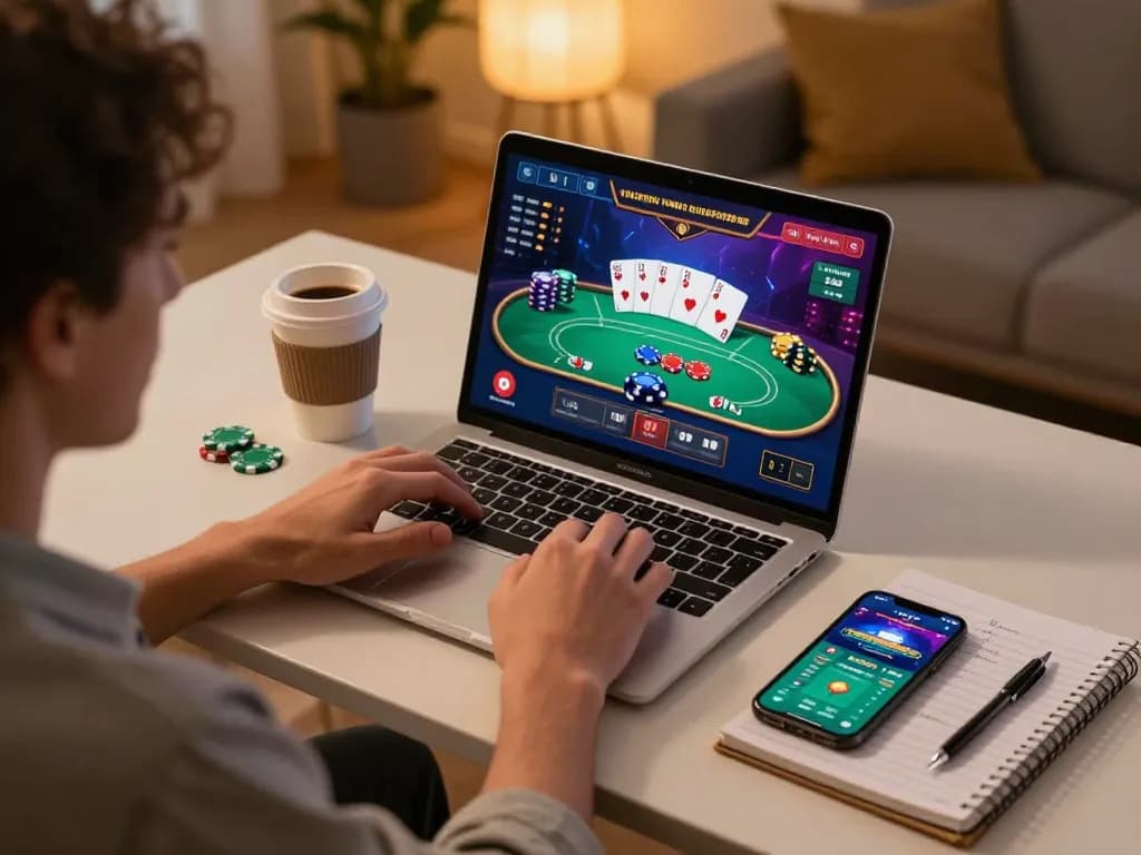 Player engaging in a thrilling rik vip online poker game, showcasing lively gameplay atmosphere.