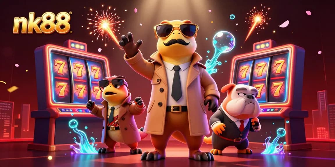 Win big at nk88 with three cartoon raptors amusingly trying to enter a VIP casino!