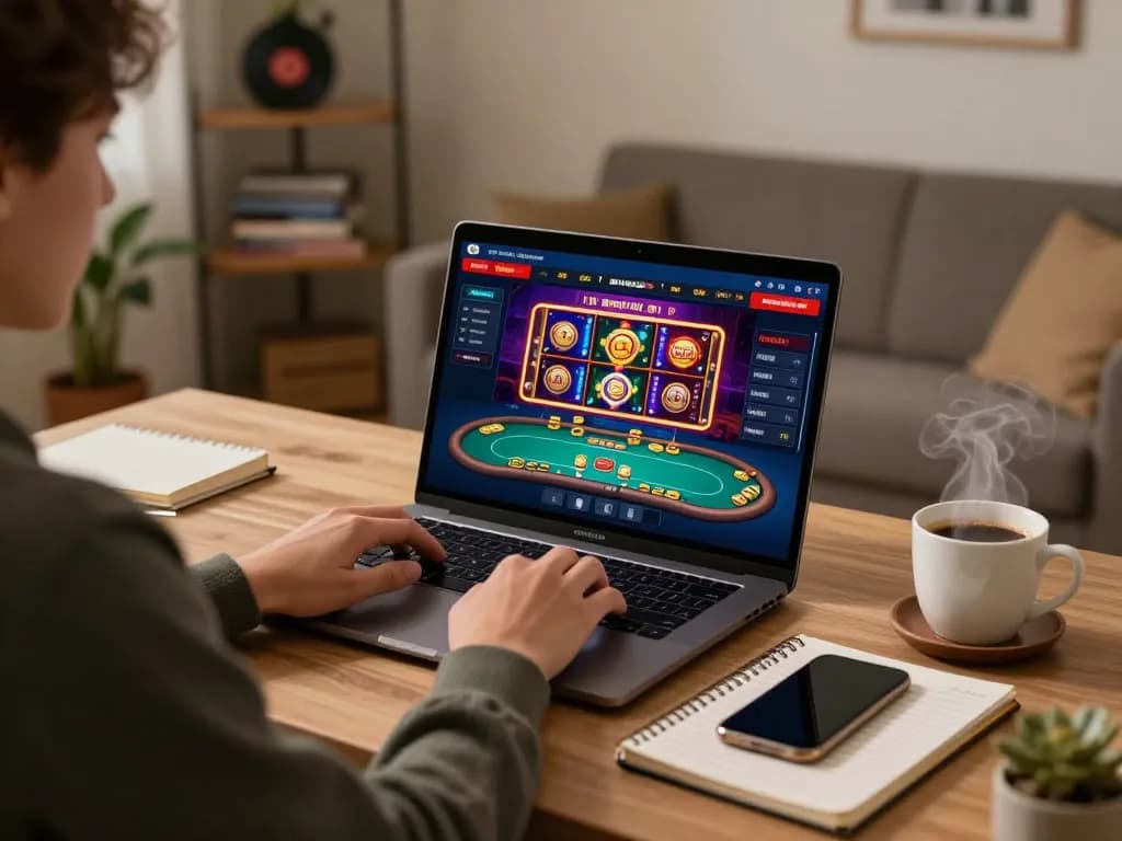 Player engaging with LC88's online casino games while strategizing betting for better odds.