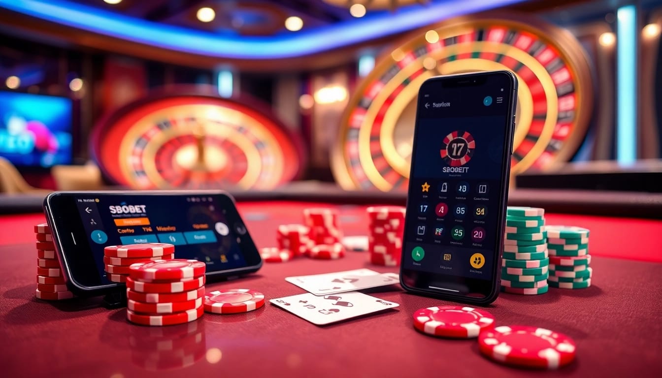 Place bets with sbobet login on a glamorous casino table filled with colorful chips and high-quality cards.