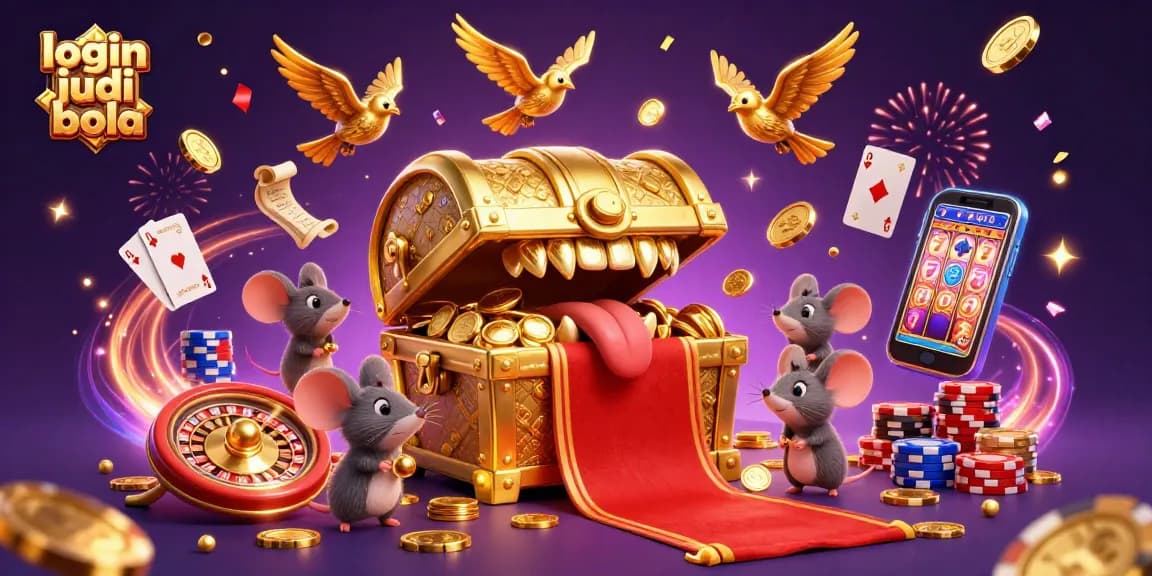 Experience thrilling login judi bola with a vibrant 3D casino scene full of dynamic game elements.