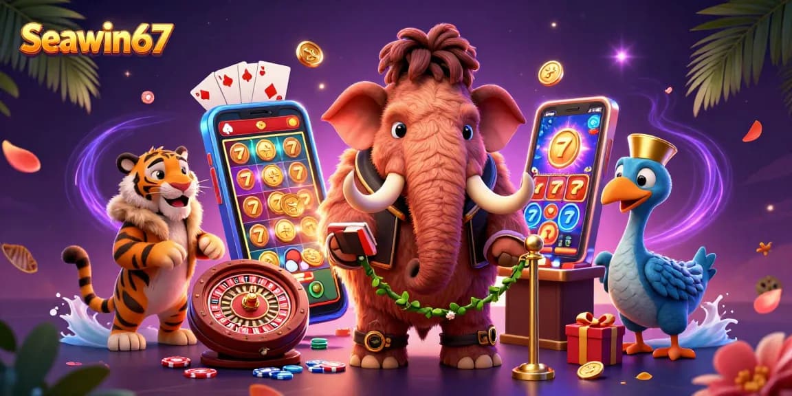 Seawin67 menampilkan mamut berbouncer dengan slot game yang menyenangkan dan suasana kasino yang meriah.