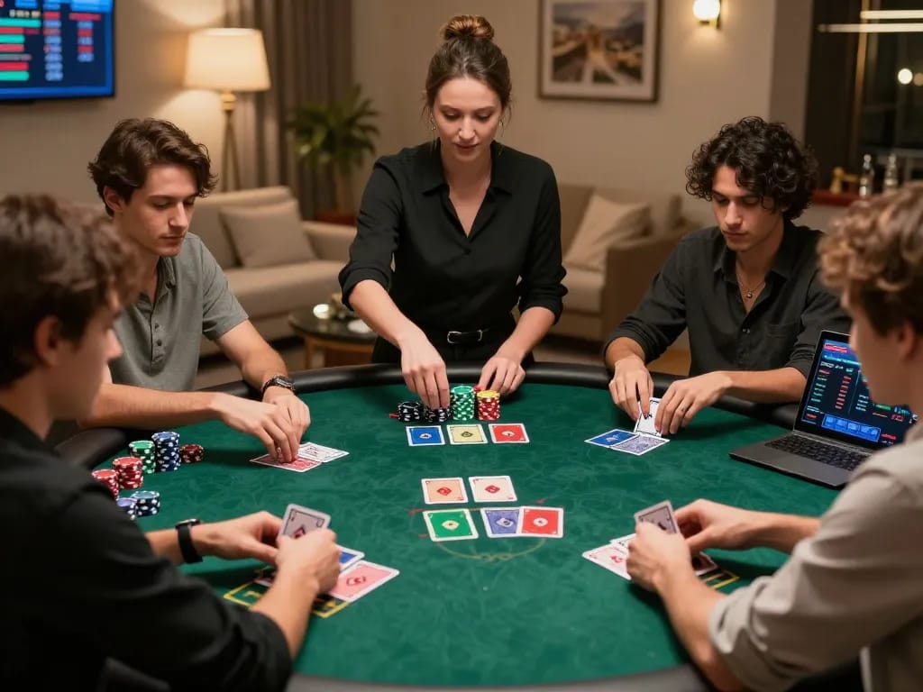 Players strategizing in an HZ88 virtual poker game, showcasing excitement and engagement.