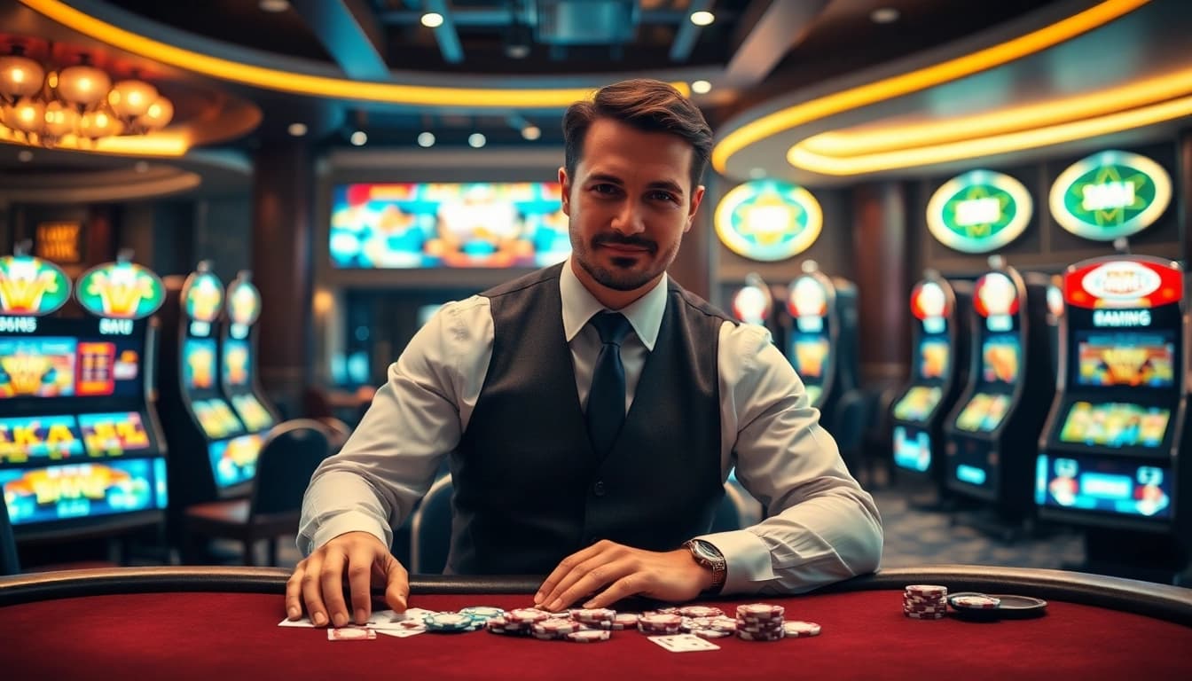 Menggandeng bbni4d di kasino dengan dealer dan mesin slot warna-warni yang menarik.