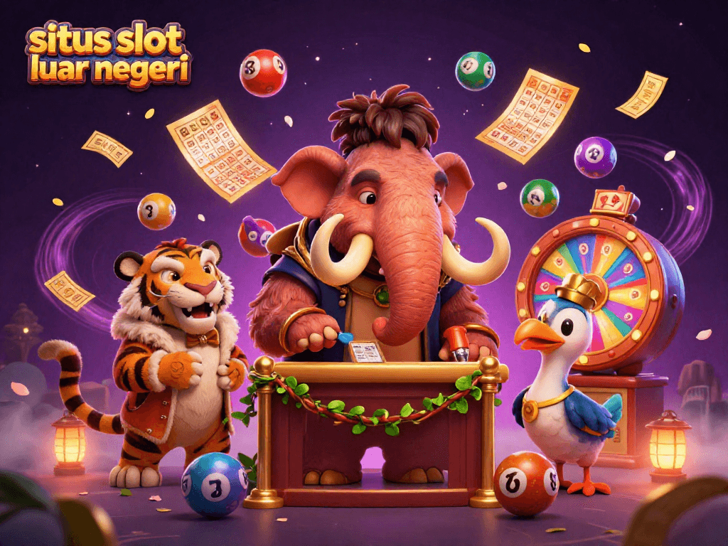 Engage with situs slot luar negeri as the woolly mammoth checks IDs and celebrates winnings with vibrant game effects.
