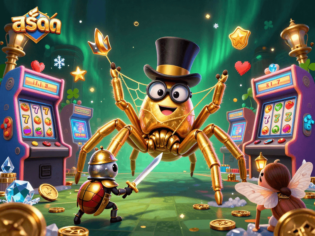Engage in thrilling สล็อต experiences with this dynamic casino scene featuring unique characters.