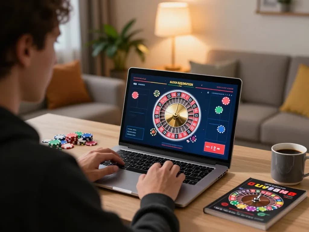 RR88 online gaming experience showcasing a player engaged in a thrilling roulette game on their laptop.