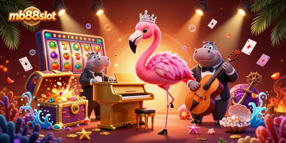 Experience the thrill of mb88slot with vibrant symbols, showcasing live gaming action in a packed casino scene.
