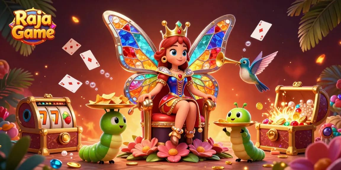 Play thrilling games on Raja Game, featuring vibrant casino elements and stunning characters.