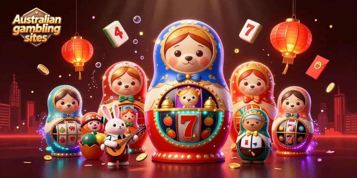 Engaging scene showcasing Australian online gambling sites through animated casino characters and vibrant game elements.