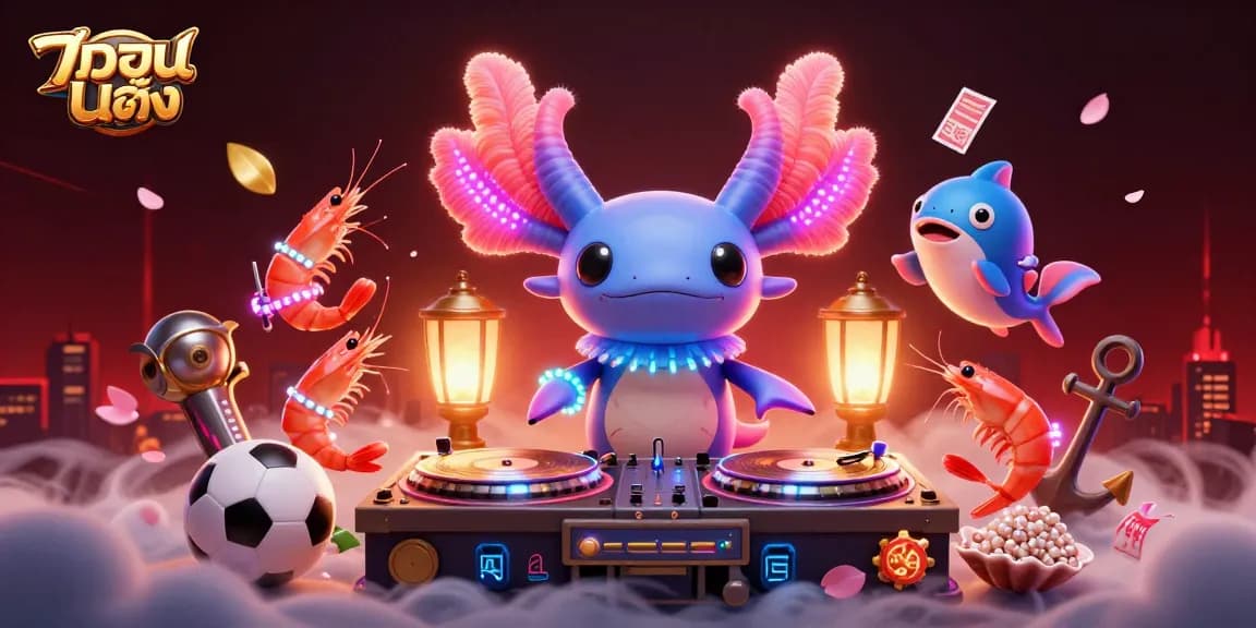 Experience thrilling แทงบอลเต็ง action with vibrant characters and dynamic casino elements in this 3D illustration.
