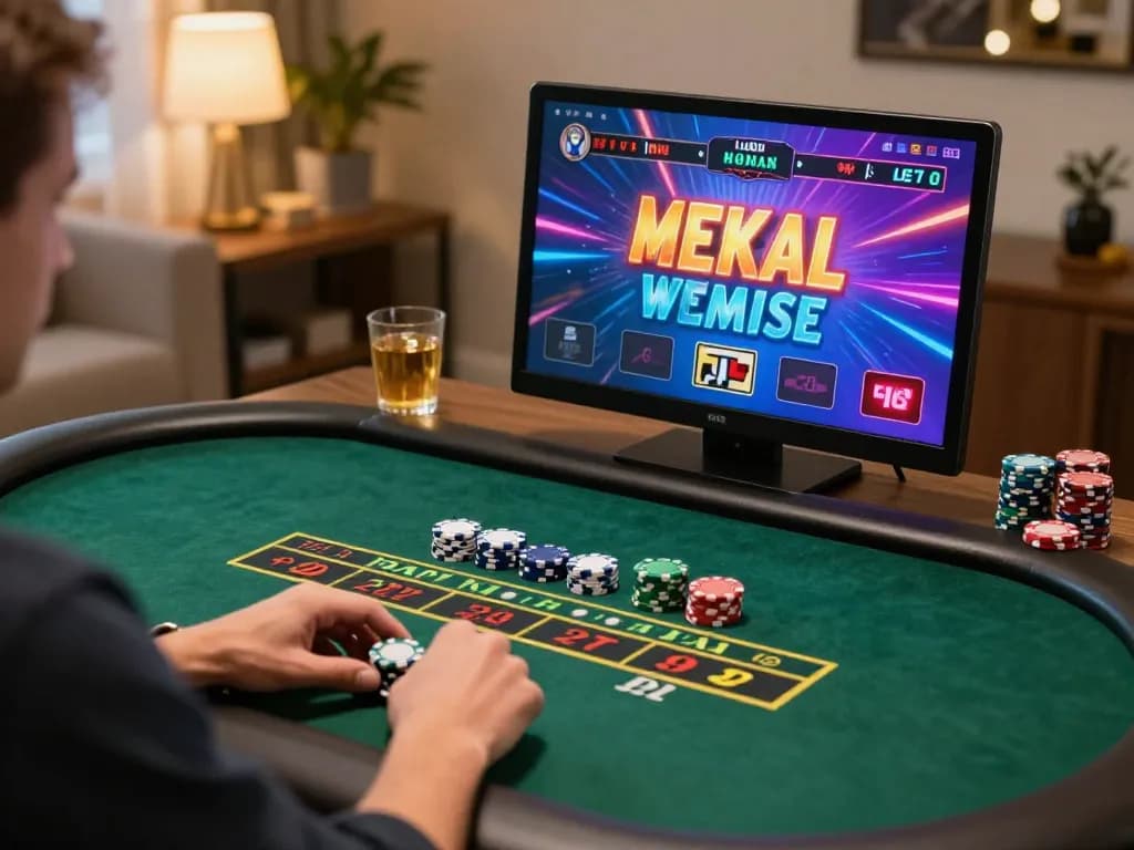 Five88 player enjoying blackjack at home, engaged in online casino gaming experience