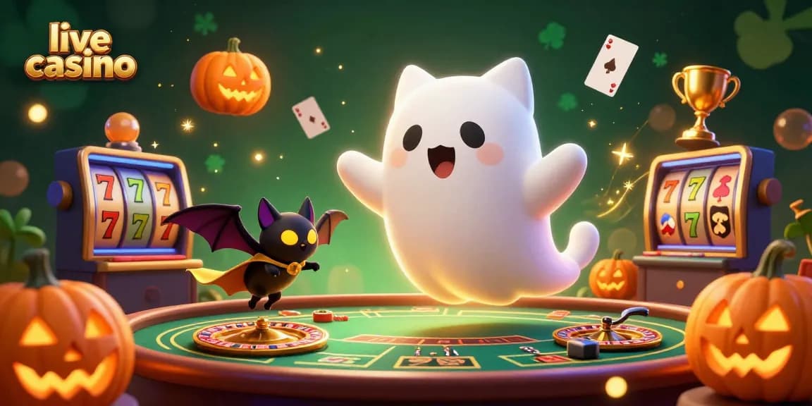 Experience the thrill of live casino action with glowing poker cards and vibrant characters.