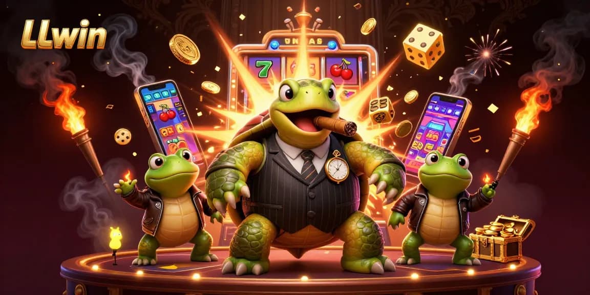 LLwin showcases a vibrant casino scene with vivid characters and exciting game elements.