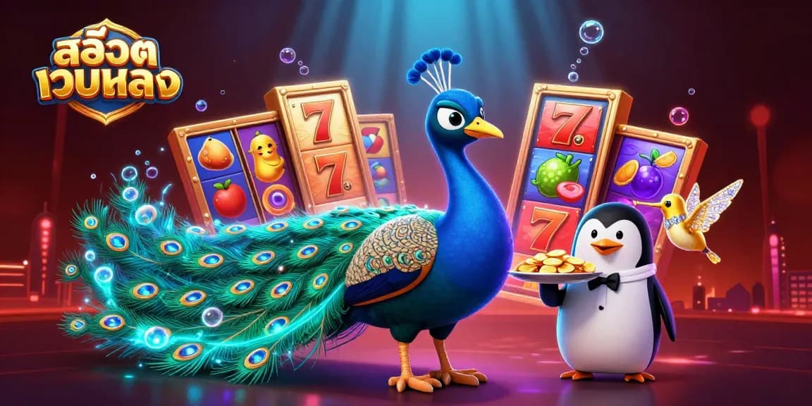 Engage with สล็อตเว็บตรง in an enchanting 3D casino world filled with vibrant slot reels and winning symbols.