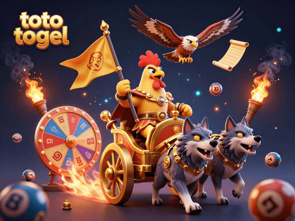Engage with toto togel's thrilling adventure through vibrant, dynamic lottery elements in a captivating scene.