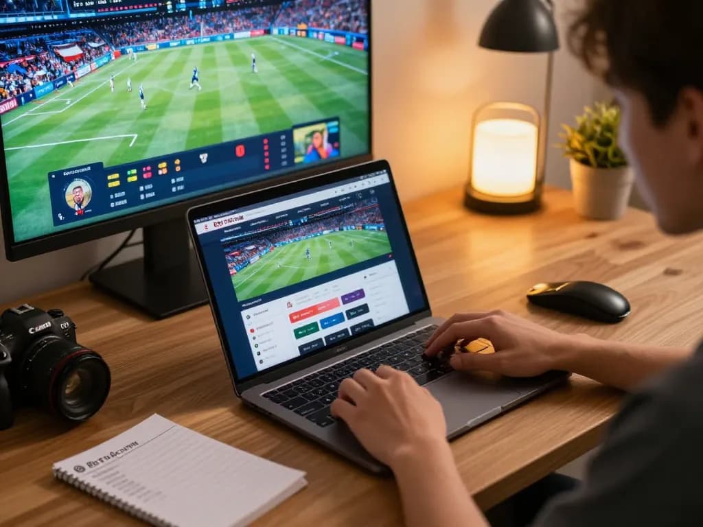 KÈO TRỰC TUYẾN user actively placing bets on online sports platform during a game.