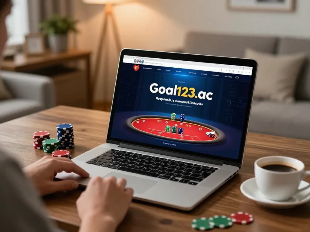Engaging in an online poker game at goal123.ac while enjoying a cozy home environment.