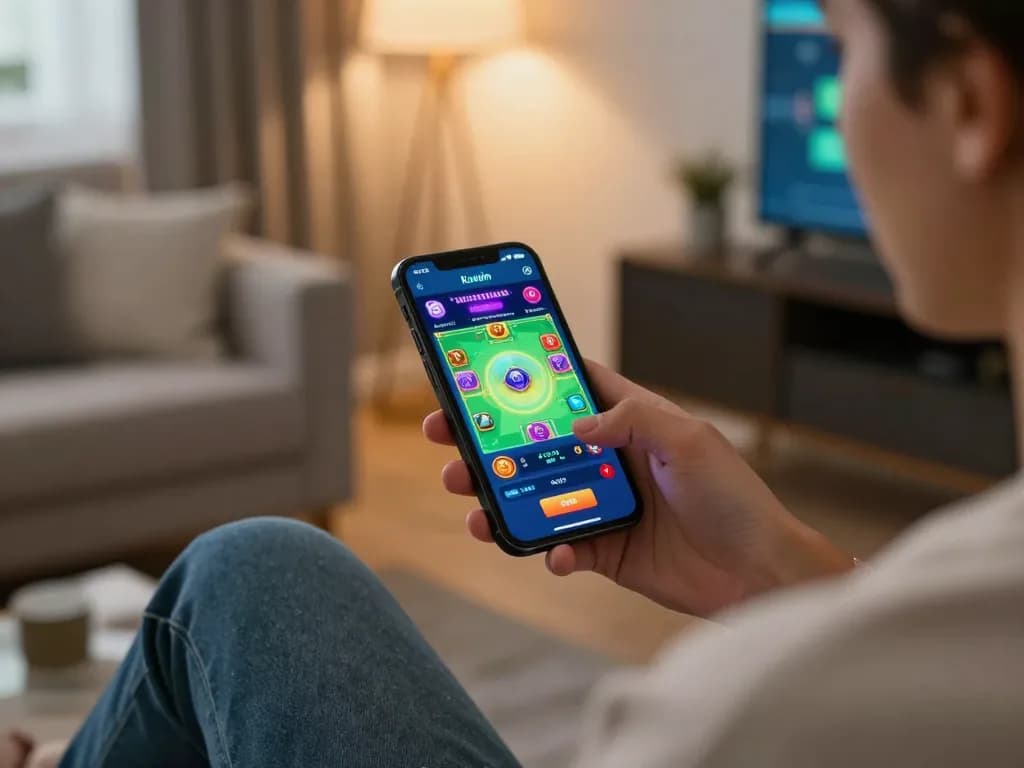 Kuwin user enjoying engaging online betting experience on mobile app in a cozy setting