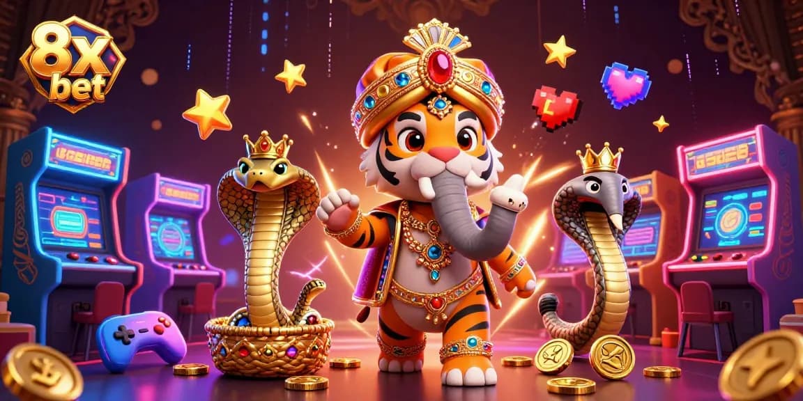 Experience the excitement of 8x bet with a vibrant casino scene featuring colorful characters and gaming elements.