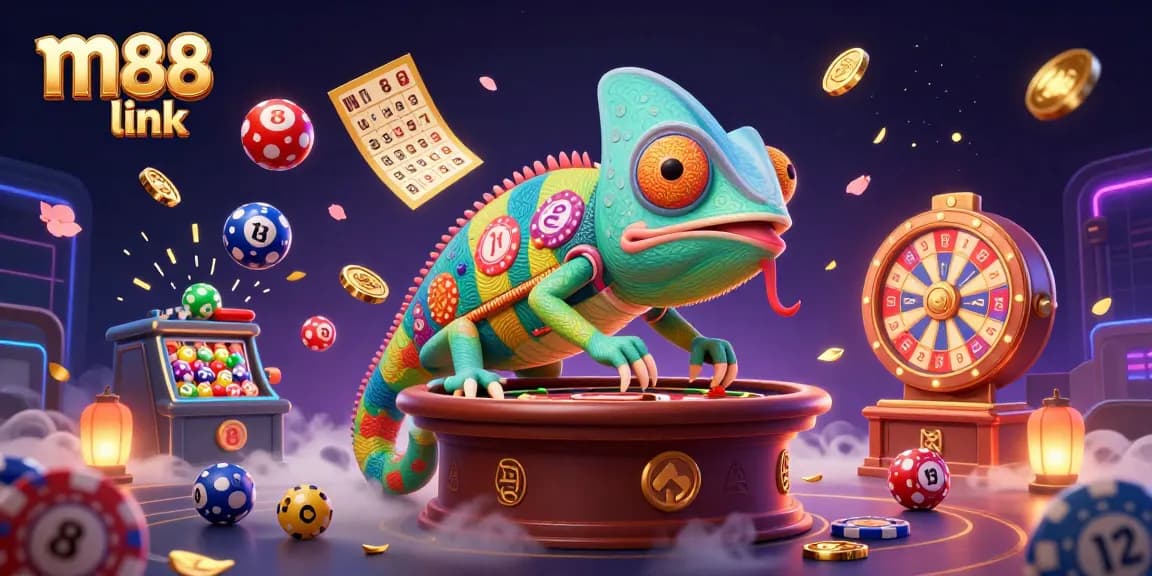 Experience thrilling games and vibrant elements in the m88 link casino illustration.