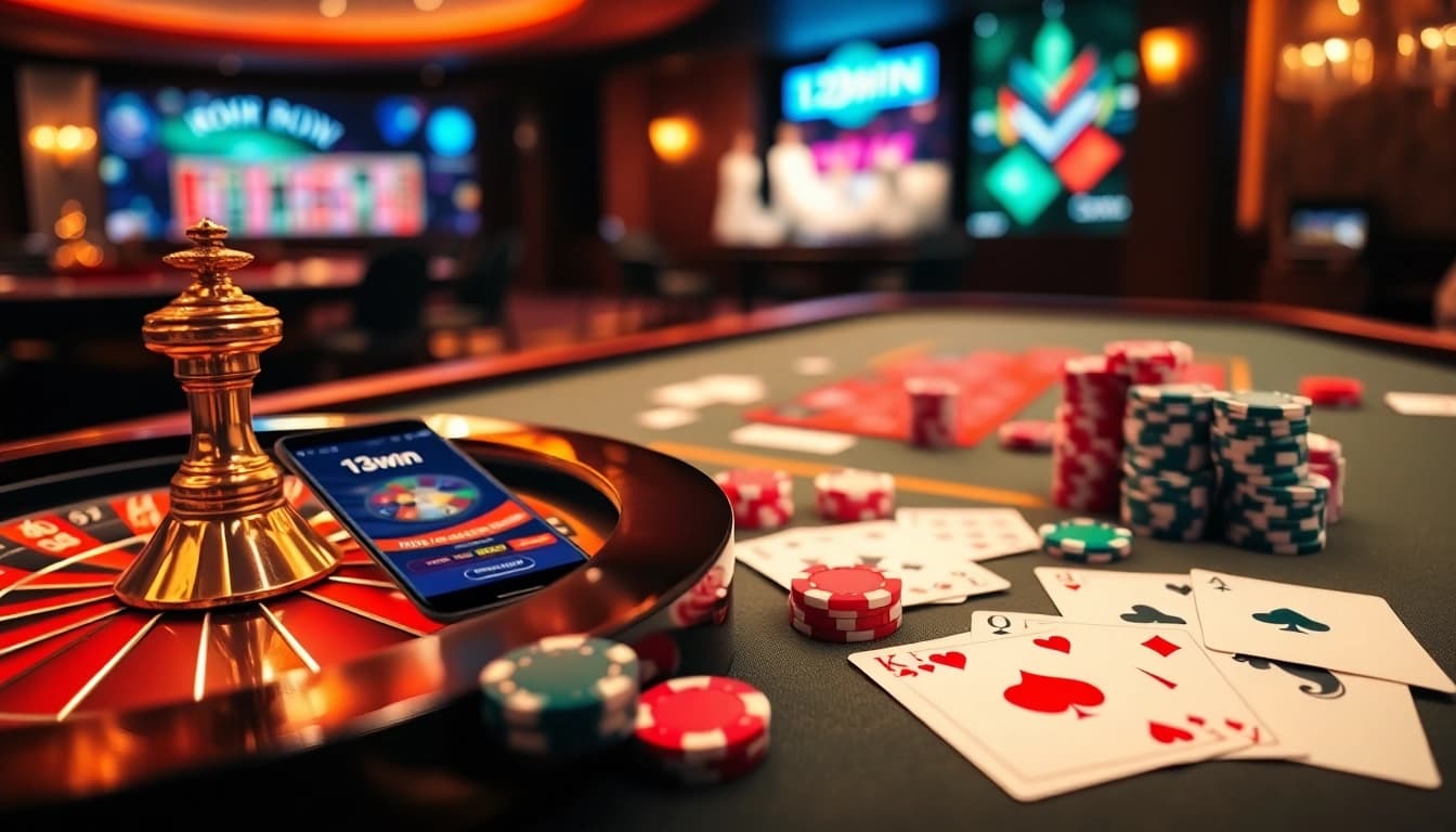 Experience the thrill of the 13win app with vibrant casino visuals and dynamic gaming elements.