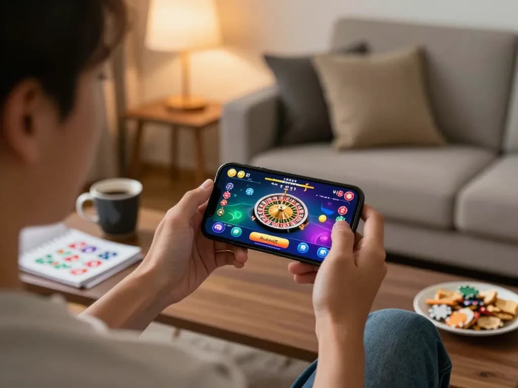 Engaging mobile gaming action on RR88 NAVY smartphone, showing roulette gameplay experience.