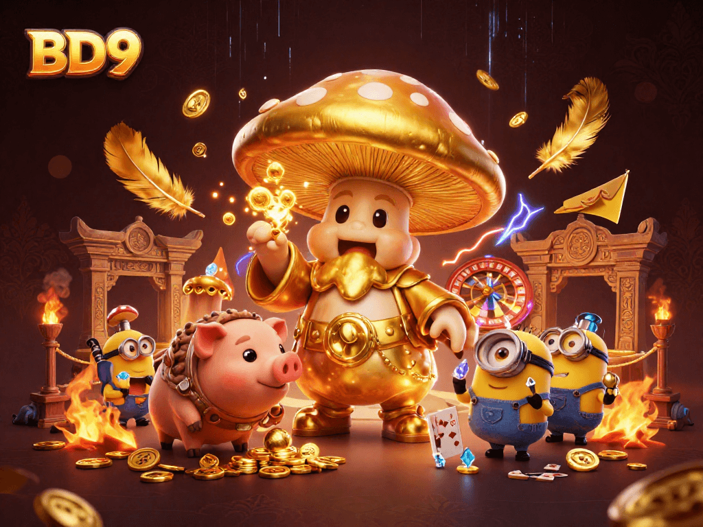 Experience the thrilling world of BD9 as the magical golden mushroom wizard transforms gameplay into gold with treasure-hunting elements.