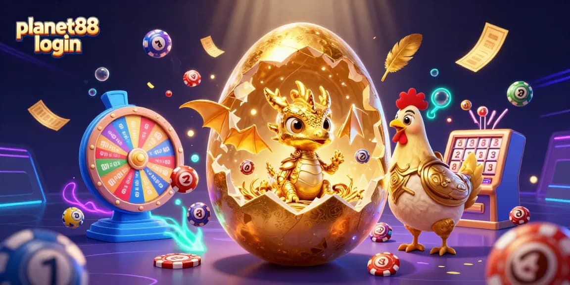 Explore exciting wins at planet88 login, showcasing a golden baby dragon with vivid game elements.