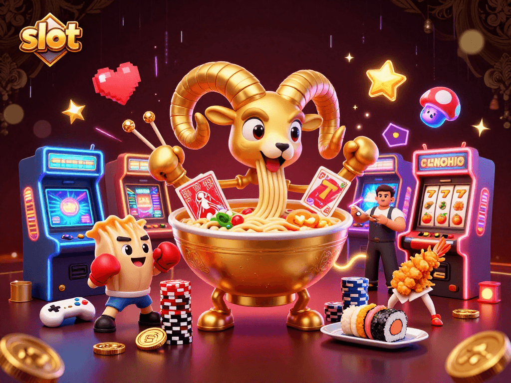 Spin the slot reels to win jackpots in this vibrant casino-themed 3D illustration.