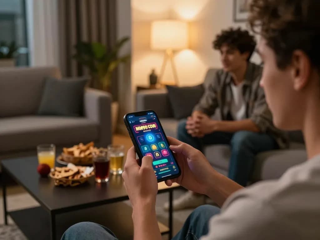 Experience real-time betting on MM99 COM with friends in a cozy home environment.