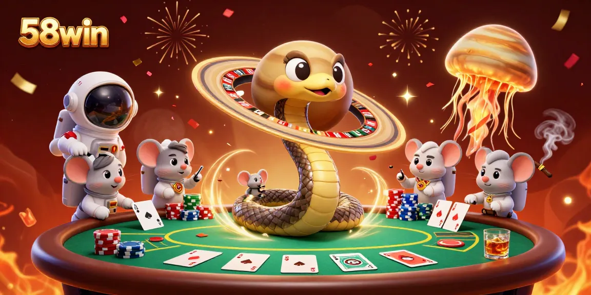 Experience the thrill of 58win casino betting with cartoon characters in an engaging cosmic roulette scene!