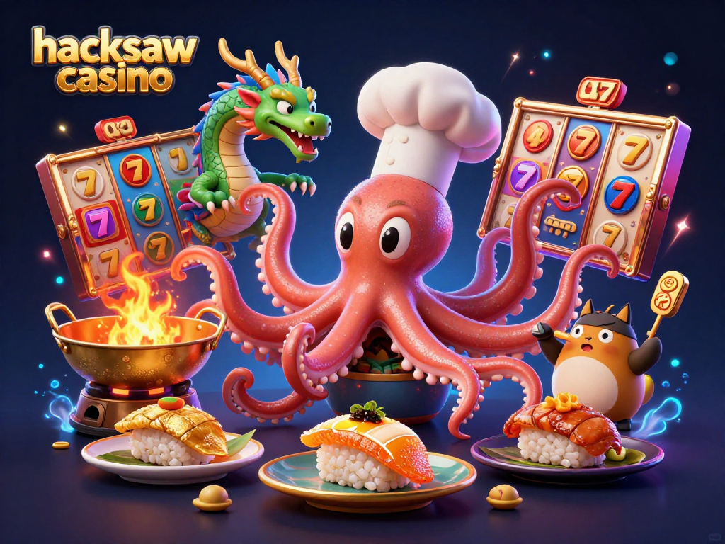 Spin to win at hacksaw casino with colorful slot reels and dynamic characters!