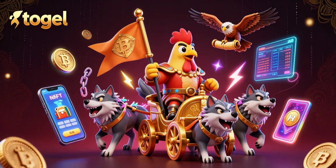 Engage in thrilling togel gameplay with cartoon rooster warlord leading a dynamic casino adventure.