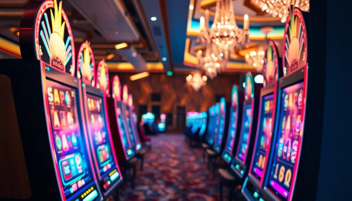 Experience slot gampang menang thrill in a lively casino atmosphere with vibrant lights and joyful players.