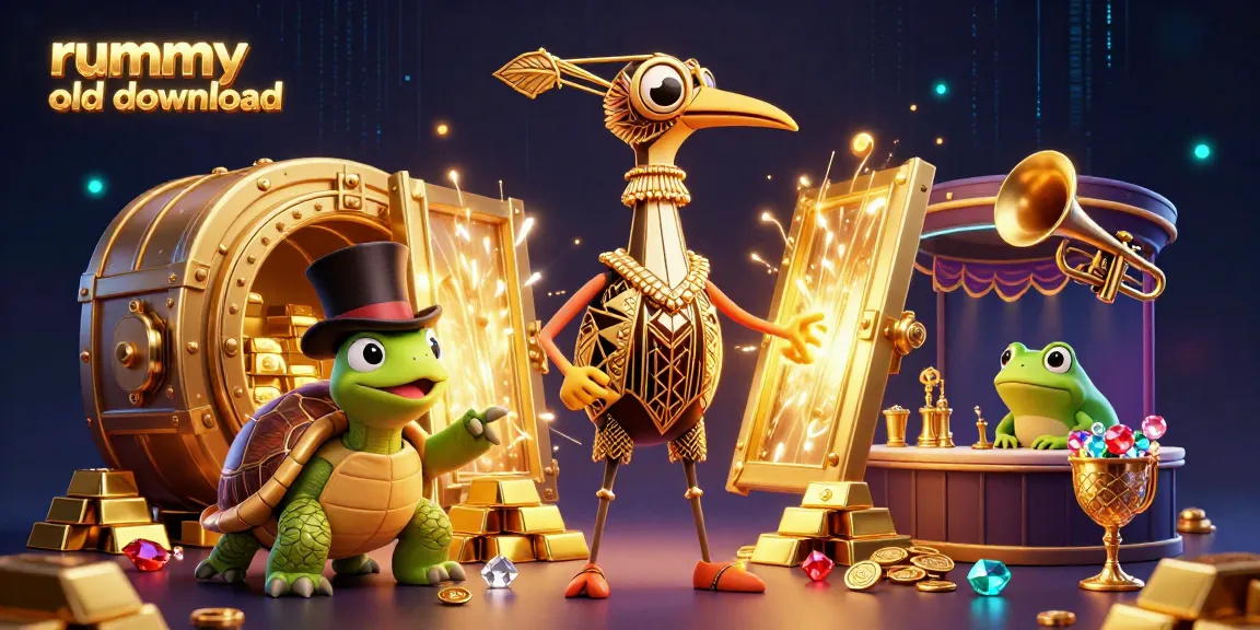 Engage with the rummy old download scene featuring colorful characters and dynamic gaming elements in a vibrant casino atmosphere.