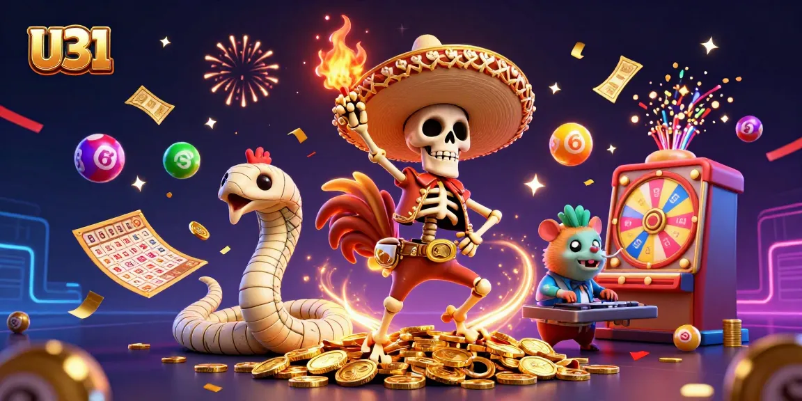 Experience the thrill of U31 with a vibrant casino scene featuring a dancing rooster and more!