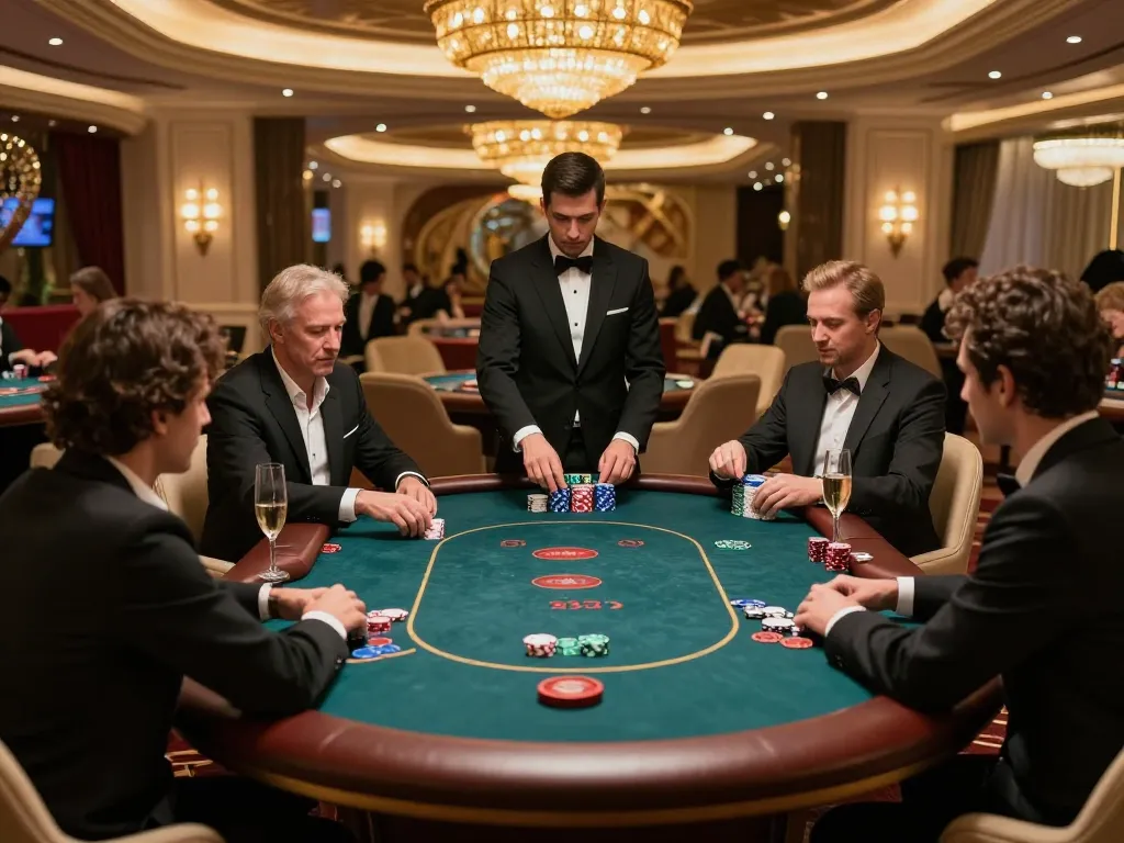 Players engaged in high-stakes poker at SC88 luxury private gaming table.