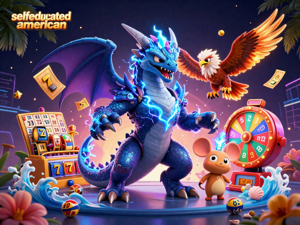 Engage with exciting slot games at selfeducatedamerican featuring colorful dragons, glowing hawks, and jackpots.