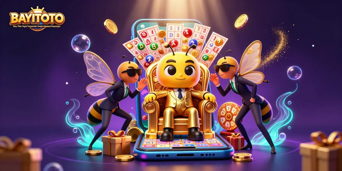 BAYITOTO Situs Toto Togel Terpopuler dengan Layanan Terpercaya showcases vibrant lottery elements in a dynamic and engaging 3D scene.