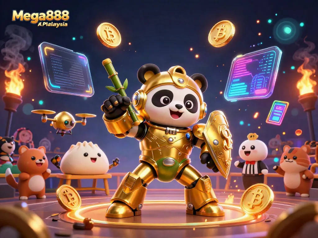 Engage with exciting Mega888 APK Malaysia casino action, featuring vibrant 3D characters and crypto coins.