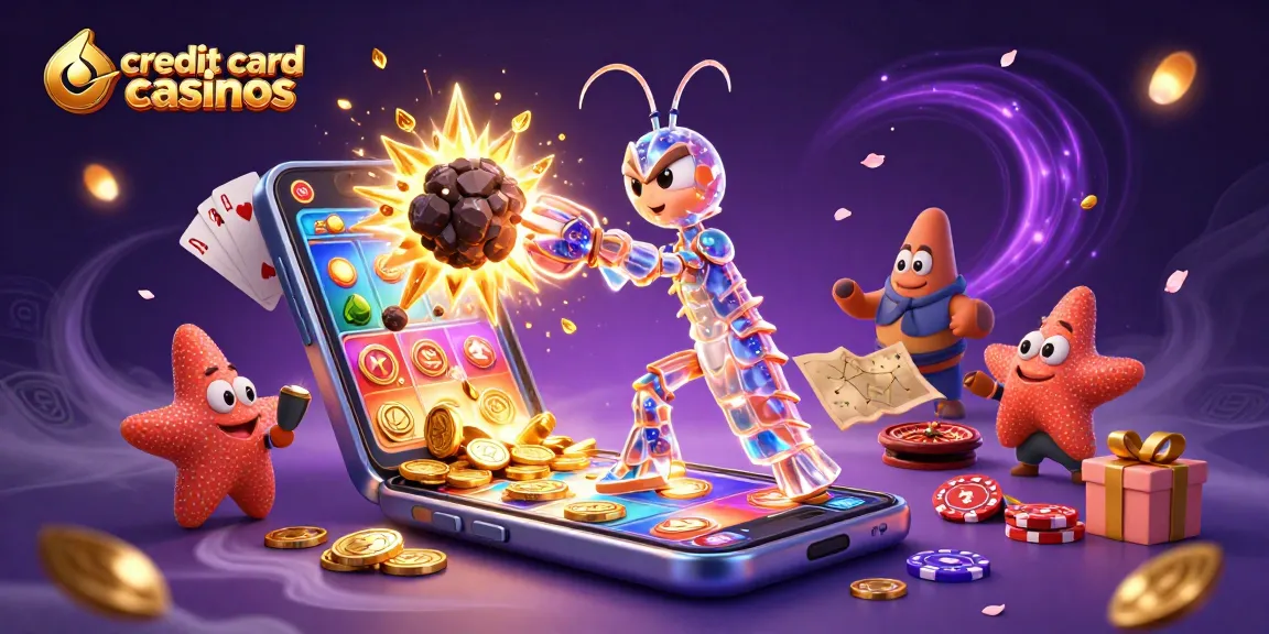 Engage in thrilling action at credit card casinos with dynamic gaming visuals and vibrant characters.