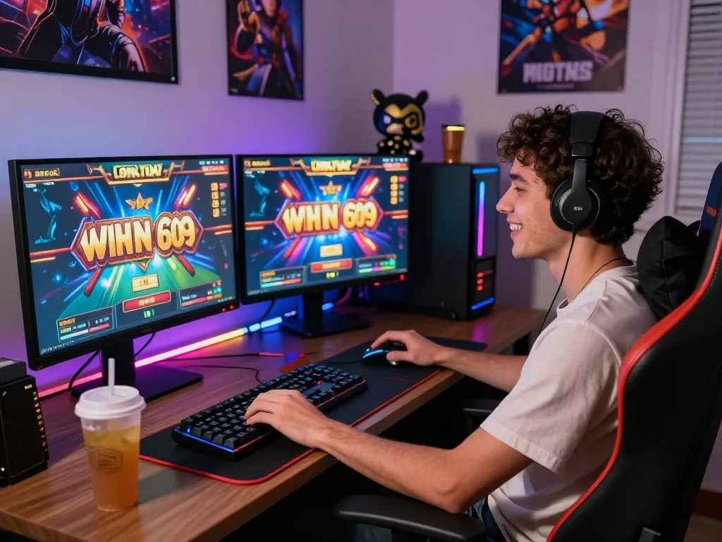 Engaging gameplay at winstrike69 with vibrant graphics on gaming setup.