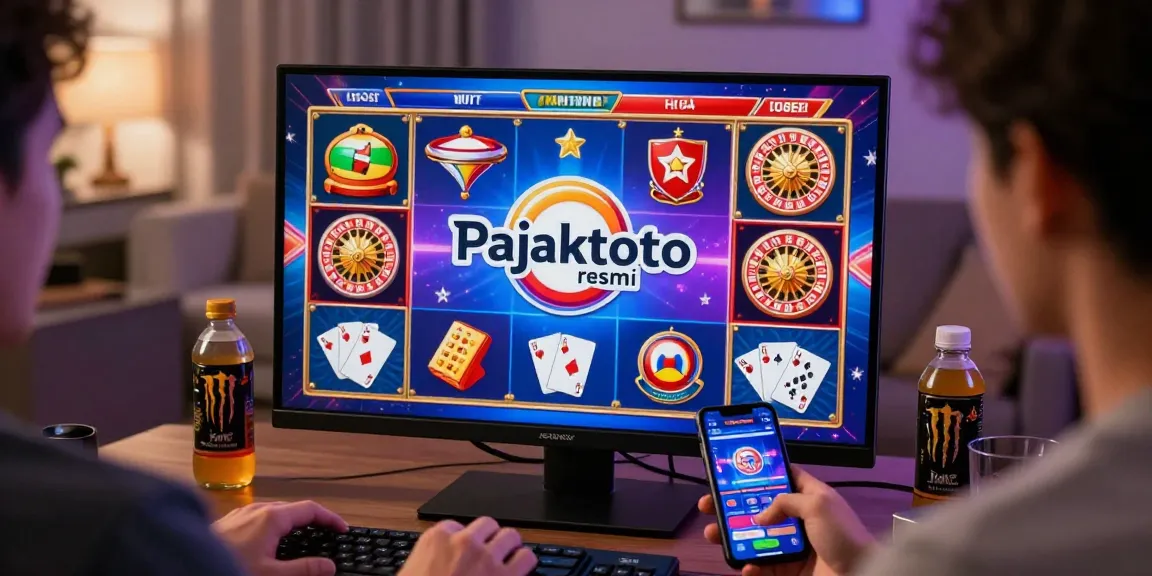 Pajaktoto resmi gameplay experience at home with gaming icons and a vibrant screen.