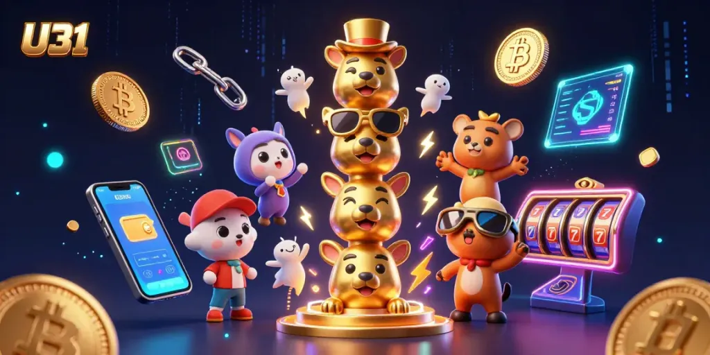 Engage with U31's vibrant casino adventure featuring a golden totem pole and dynamic game elements.