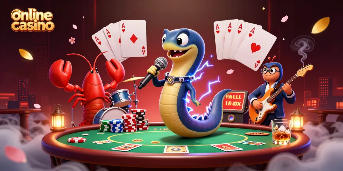 Engage in exciting gameplay at this online casino, featuring electric eel DJ and festive gambling atmosphere.